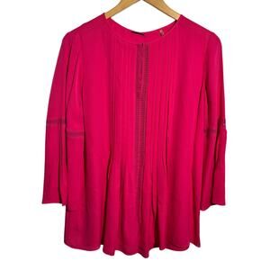 Elie Tahari Silk Orion Bell Sleeve Georgette Blouse Top Women M Pink Modest Work
